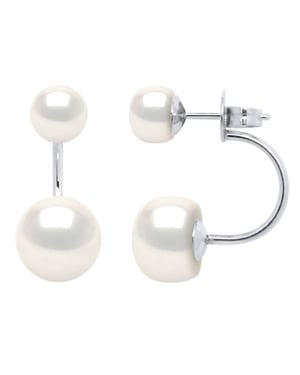 DIADEMA - Earrings - DUO Real Freshwater Pearls - White