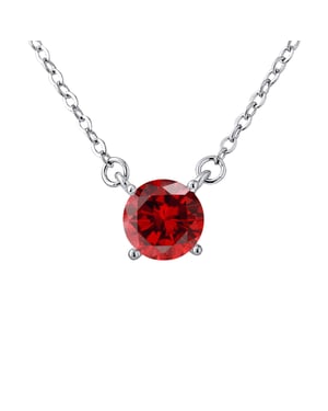 Solitaire ketting 6 mm rood zirkoniumoxide set 4 zilveren klauwen 925