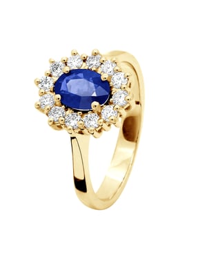 Luifel ring SAPPHIRE 1 Ct Diamonds 0,36 Cts Yellow Gold 18k