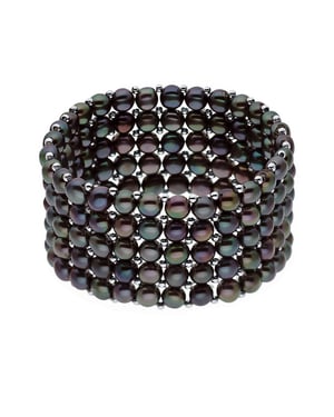 Manchet armband 5 Rijen Black Pearl Zoetwater 925