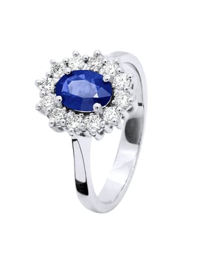 DIADEMA - Ring - Safir omgiven av diamanter - Vitguld