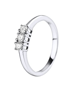 Ring Trilogy bezet met diamanten 0,24 Cts Claws White Gold 18 Karaat