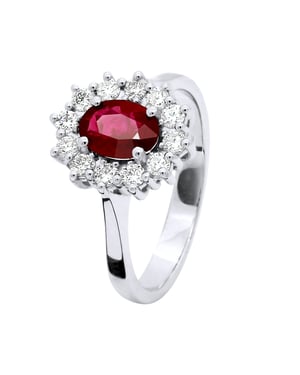 DIADEMA - Ring - Rubin omgiven av diamanter - Vitguld