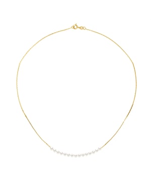 DIADEMA - Necklace - 15 Real Freshwater Pearls - Cable Chain in Yellow Gold