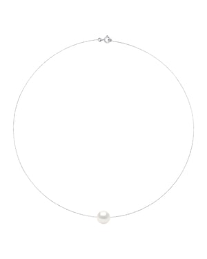 Cable Ketting Genuine Gekweekte Pearl Zoetwater Round and White 10-11mm White Gold
