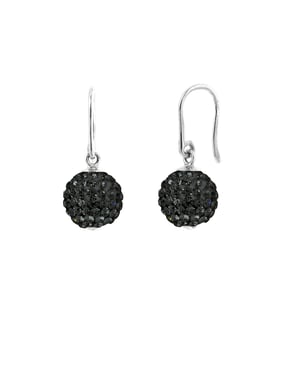 Gekleurde oorbellen bollen zwart kristal 10mm zilver 925 - puur kristal