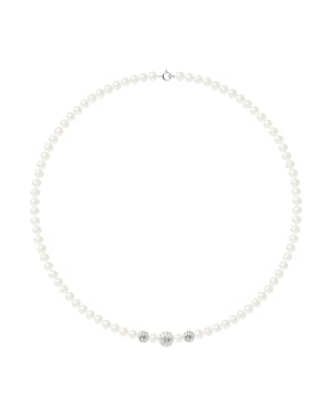Ketting Rank van zoetwatercultuur kralen 5-6 mm en Crystal Preciosa Silver 926