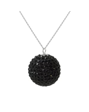 Bol ketting 20 mm kristal preciosa zwart zilver 925