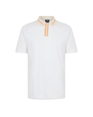 Boss Herenpoloshirt met korte mouwen en contrasterende details (Wit)