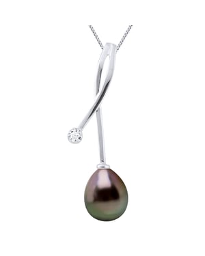 Diamond Pendant 0.020 Cts gekweekte parel TAHITI Peer 8-9mm White Gold