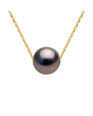 Gekweekte Pearl Necklace Tahiti Ronde 89mm Geel Gouden Ketting