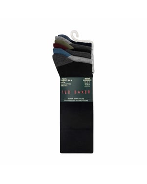 Ted Baker Heren Crew Sokken (Set van 6) (Zwart)