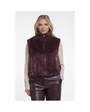 Rino & Pelle short faux fur waistcoat nikki.7002611 10873 chocolate bean