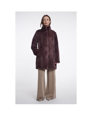 Rino & Pelle single breasted faux fur coat nonna.7002611 10873 chocolate bean
