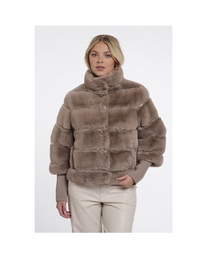 Rino & Pelle jacket with rib cuffs feline.7002611 11100 mocha latte