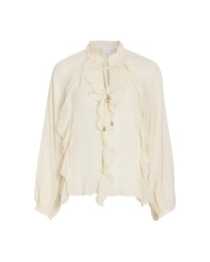 Vila vitiro v-neck l/s flounce top/bfs 14116881 birch