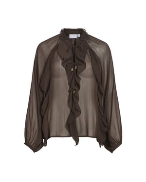 Vila vitiro v-neck l/s flounce top/bfs 14116881 coffee bean