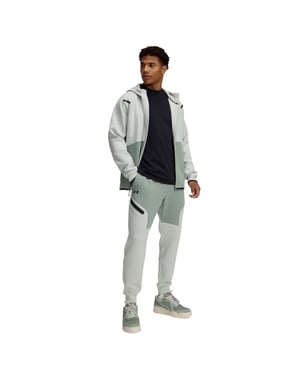 Under Armour Heren-joggingbroek van Unstoppable-fleece met ritszakken (Groen, Zwart)