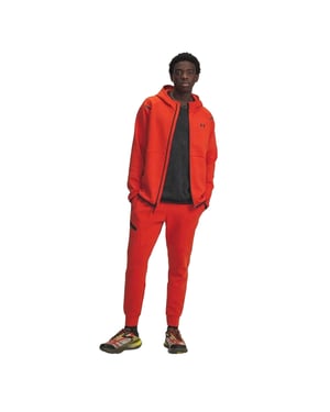 Under Armour Heren-joggingbroek van Unstoppable-fleece met ritszakken (Oranje)