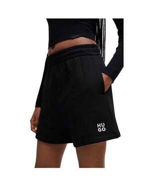 Hugo Dames/Dames Katoenen Elastische Taille Sweat Shorts (Zwart)