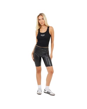 Brave Soul Dames/Dames Leren Effect Fietsshort (Zwart)
