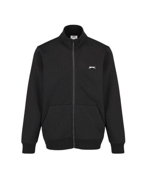 Slazenger Herenjack van polykatoen met logo en doorlopende rits (Zwart)