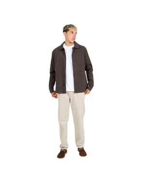 Brave Soul Heren Twill Overshirt (Houtskool)