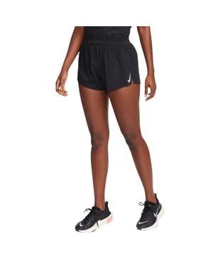 Nike Dames/Dames Aero Swift Geplooide Hardloopshort Mid Rise (Zwart)