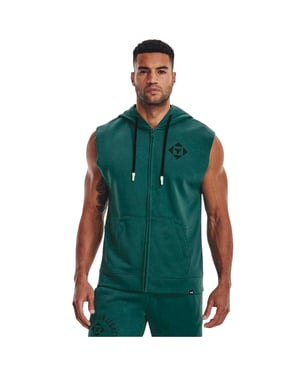 Under Armour Heren-hoodie zonder mouwen met capuchon en 'Project Rock'-print (Groen)