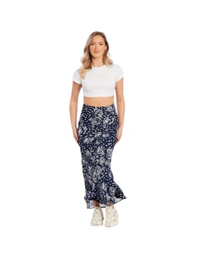 Influence Dames/Dames Bloemen Maxi Rok (Blauw)