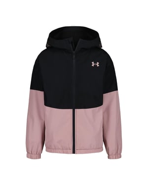 Under Armour Windbreaker med hel dragkedja för flickor (Svart/rosa)