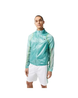Lacoste Heren Jas met capuchon en krokodillenprint (Munt)