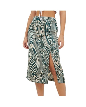 Brave Soul Midi-rok met wervelend patroon voor dames (Groen)