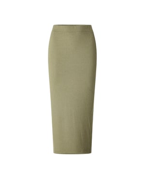 Pieces Geribde midirok voor dames (Diep witgroen)