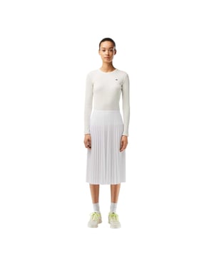Lacoste Midi-rok voor dames met plooien en elastische tailleband (Wit)
