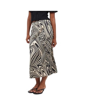 Brave Soul Midi-rok met wervelend patroon voor dames (Zwart)