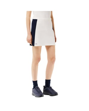 Lacoste Minirok van piqué met kleurblokken voor dames (Wit, Marine)