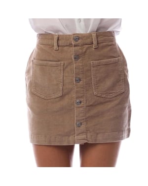 Only Fantastisk minikjol i corduroy med hög midja för damer (Beige)