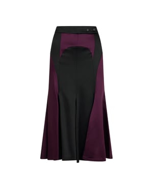 Off White Dames/Dames Tweekleurige Satijnen Reguliere Midi Rok (Zwart/Bourgondië)
