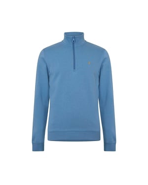 Farah Heren Wilsdon Fleece Sweatshirt met Kwartrits (Blauw)