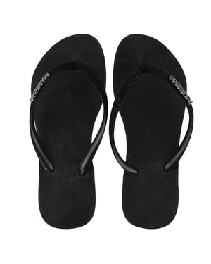 Havaianas Slim Glitter Womens Black Flip-Flops