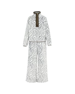 Biba Loungewear-set voor dames met zebraprint en fleece en een trechterhals (Wit, Zwart)