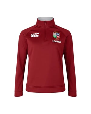 Canterbury Rugby-fleecetröja för damer med kvartslång dragkedja från British & Irish Lions 2025 (Röd dahlia)