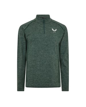 Castore Fleece-top met kwartritssluiting voor heren, met lichaamsgerichte pasvorm (Dennenhout/Grijs)