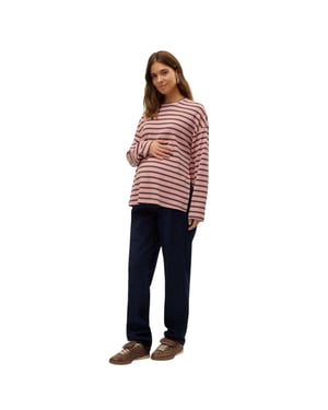 Mamalicious Mlsille gestreept T-shirt met lange mouwen voor dames (Roze)