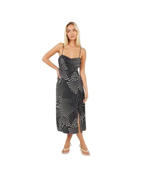 Brave Soul Midi-jurk met hartvormige halslijn voor dames (Zwart, Wit)