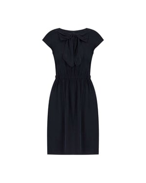 Emporio Armani EA7 Midi-jurk met strik en kapmouwtjes voor dames (Zwart)