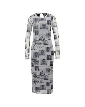Boss Damesjurk met ronde hals en lange mouwen in bodycon-stijl met Keith Haring-print (Zwart)