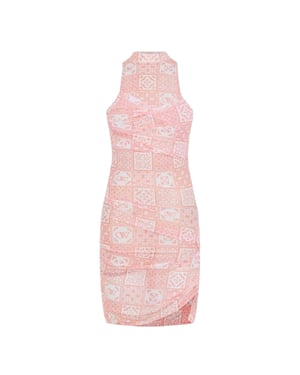 Off White Dames Tulle Hoge Hals Jurk (Roze/Wit)