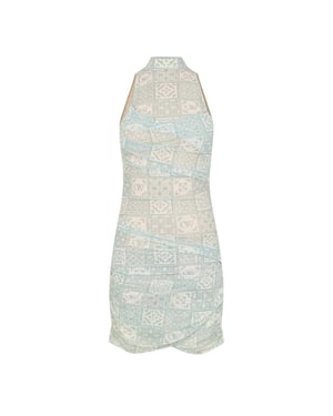 Off White Dames Tulle Hoge Kraag Slip Dress (Blauw/Wit)